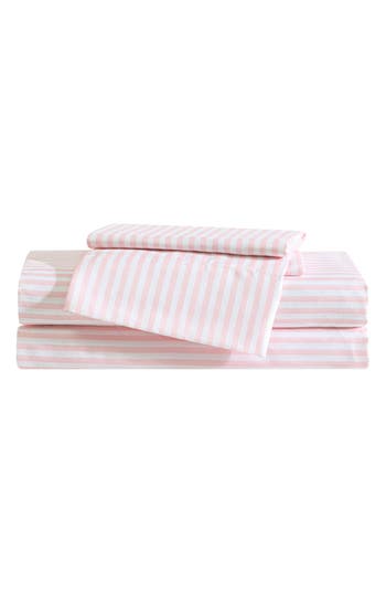 Eddie Bauer Little Stripe Microfiber Sheet Set In Light Pink/white