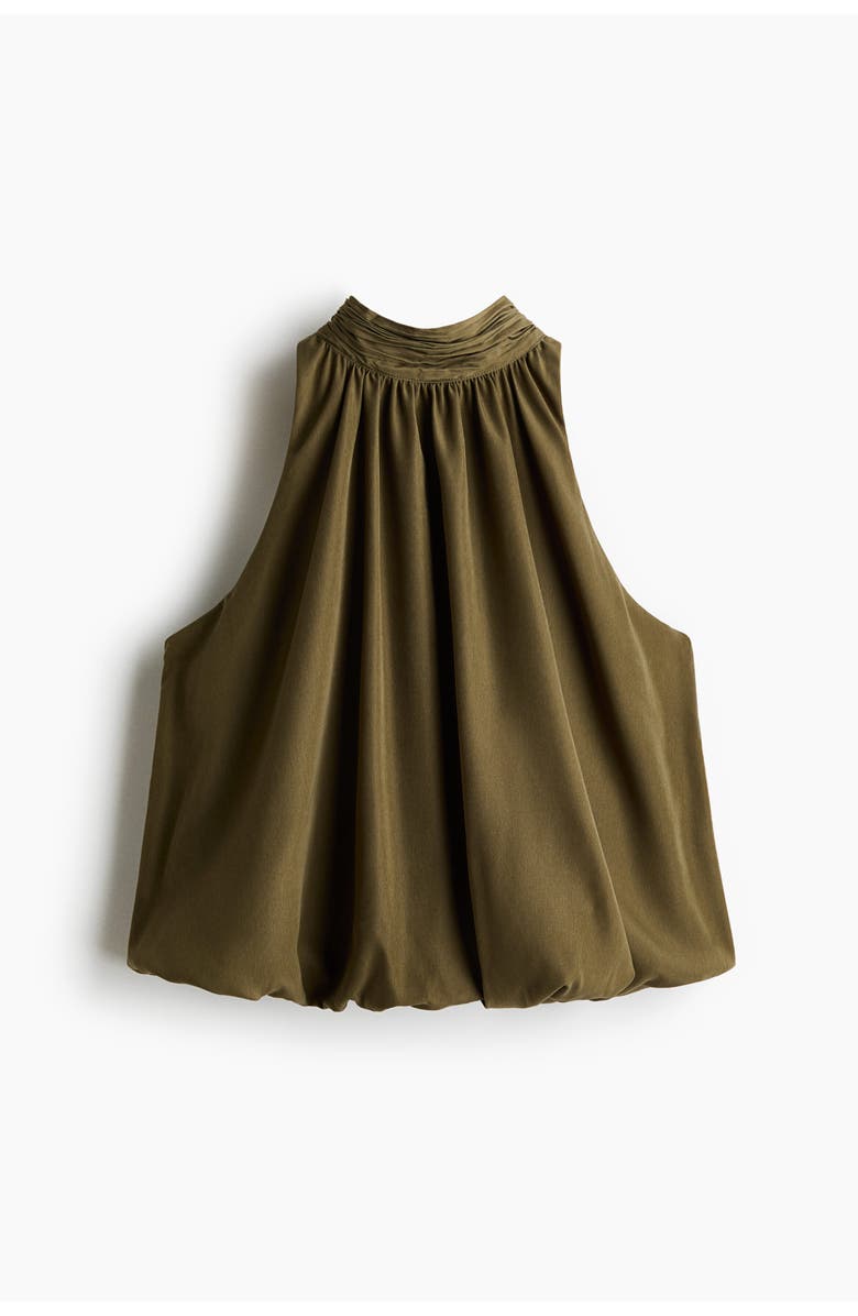 H&M Bubble-hem Halterneck Top, Main, color, Olive Green