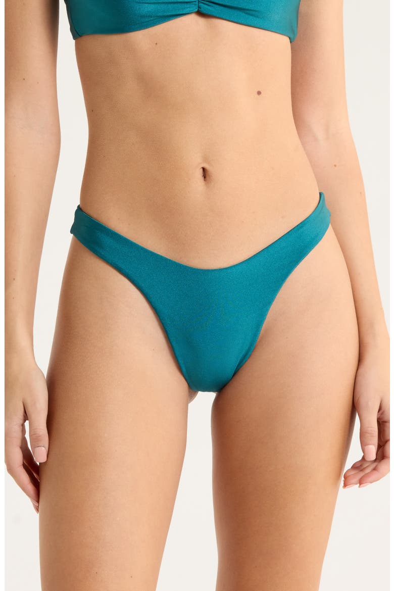 Gathered Deep V-Cut Bikini Botttoms, Main, color, LAGUNA HAZE