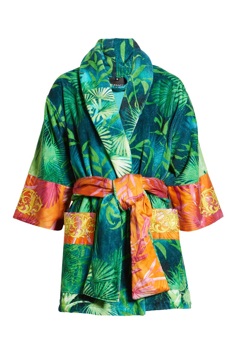 Jungle Print Short Robe, Alternate, color, GREEN/ PRINT