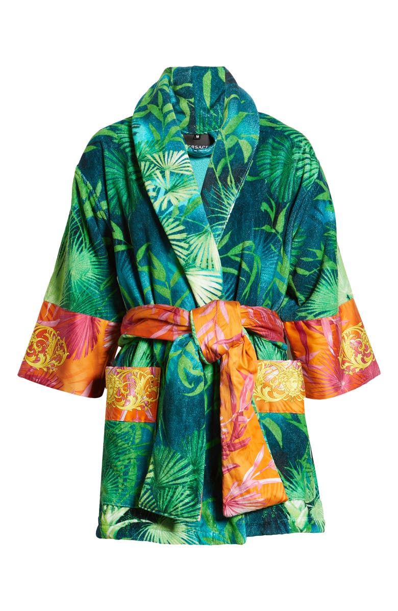 Versace Jungle Print Short Robe, Alternate, color,