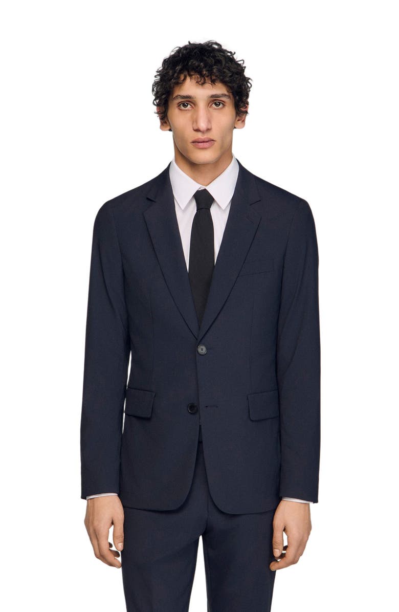 SANDRO Wool suit jacket, Alternate, color, Navy Blue