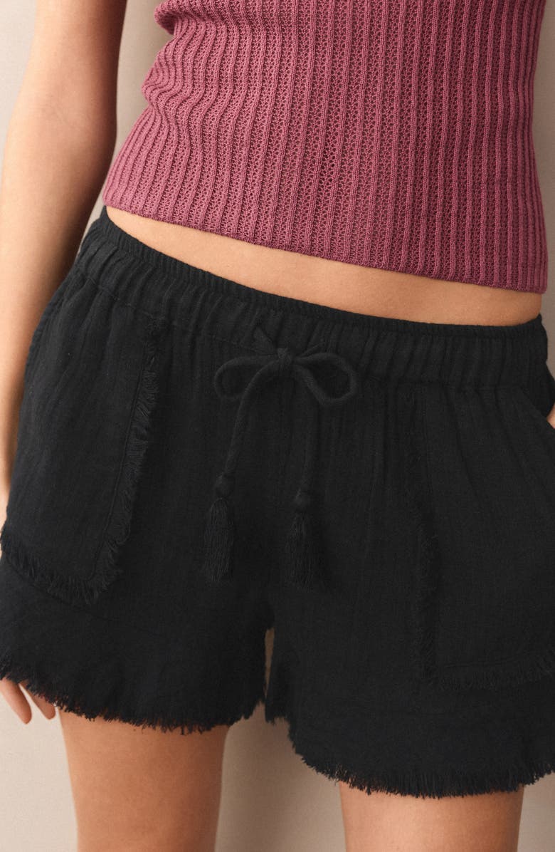 MANGO TEEN Frayed Cotton Shorts, Alternate, color,