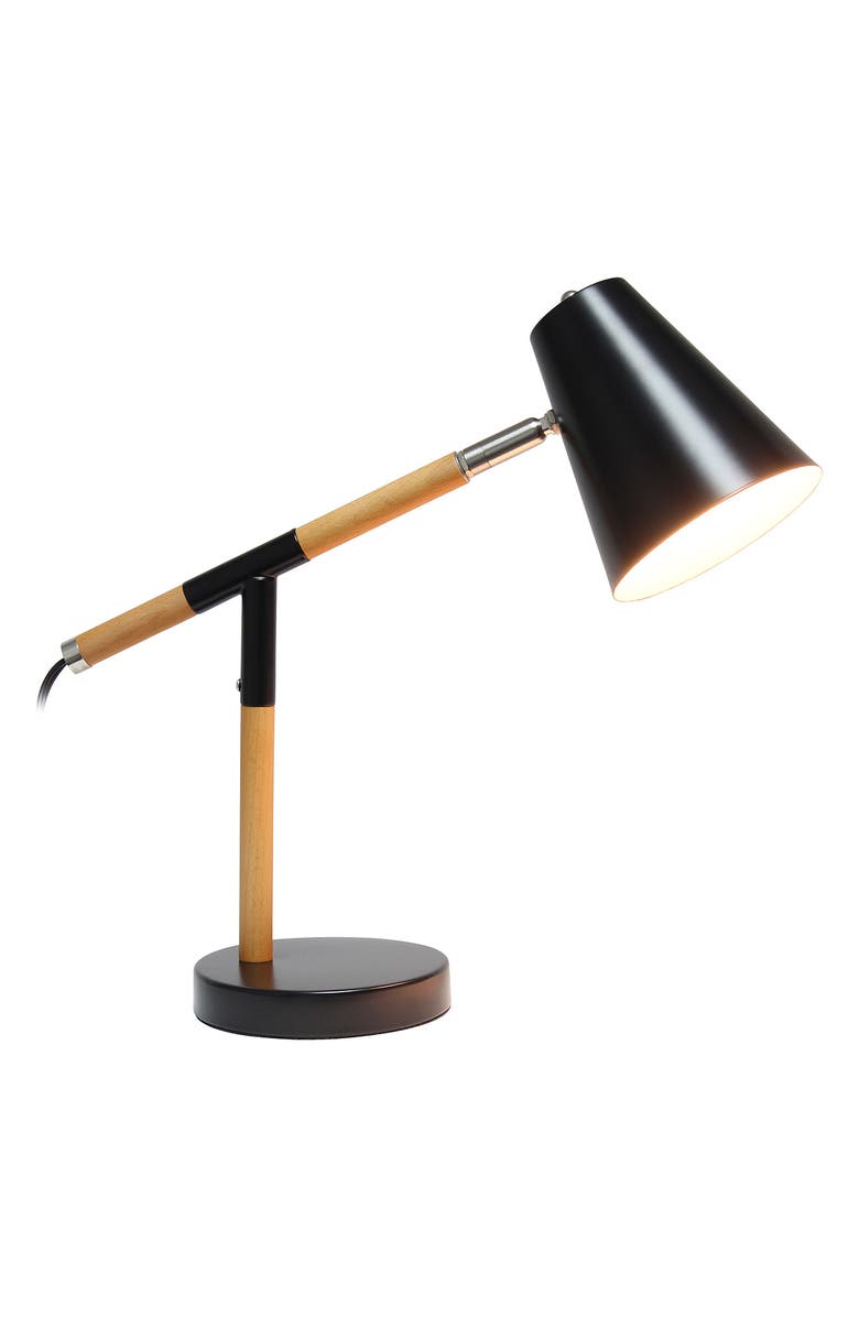 LALIA HOME Black Matte Wood Pivoting Desk Lamp, Alternate, color,