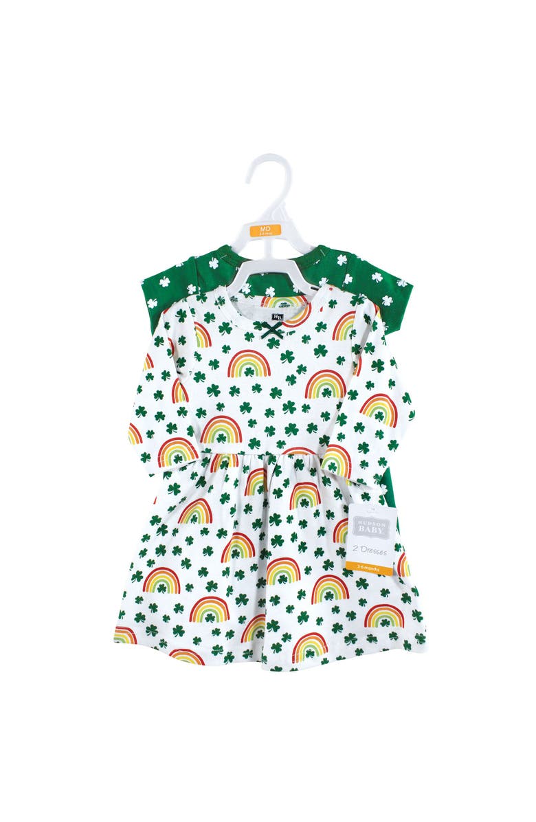 Hudson Baby Stylish Baby Dress 2Pk, Alternate, color, St Patricks Rainbow
