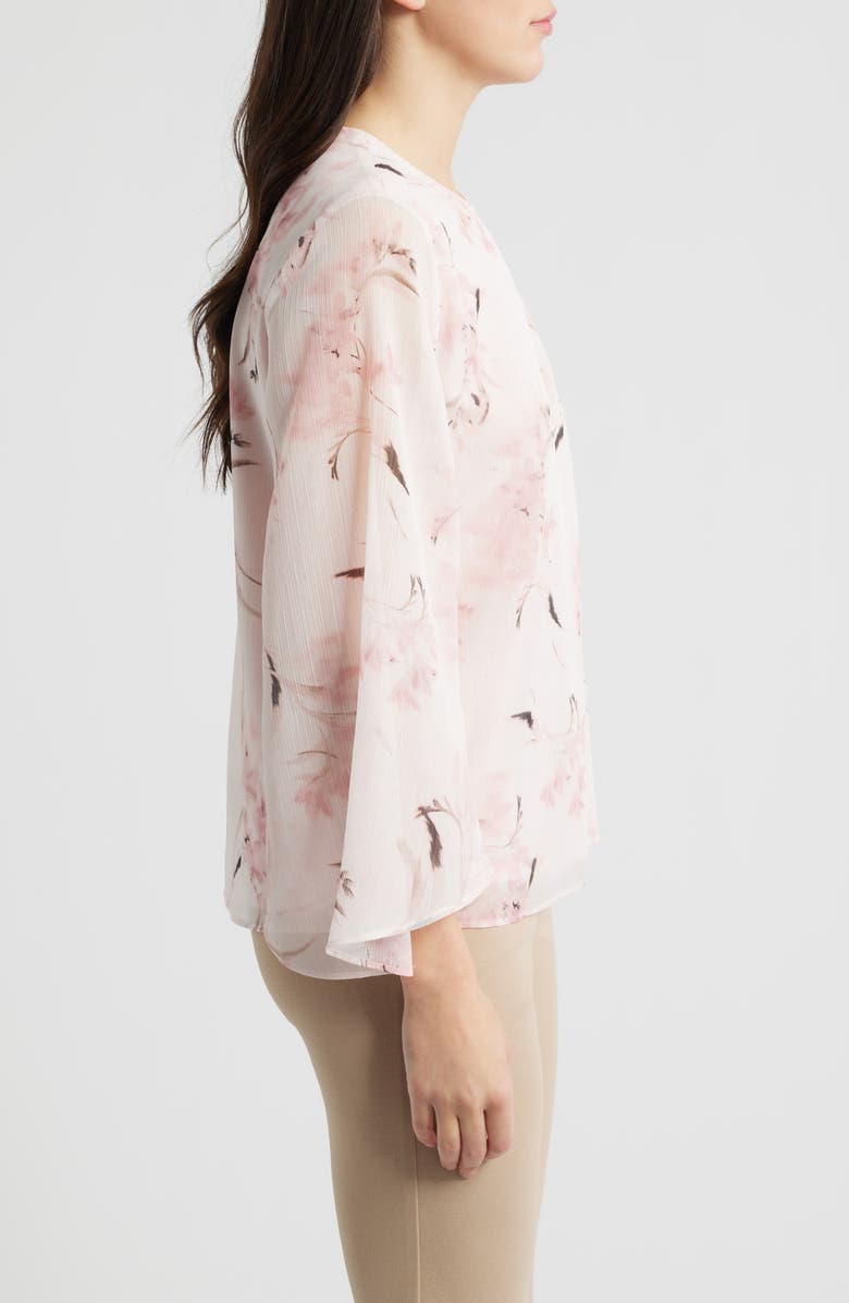 Anne Klein Texture Keyhole Top, Alternate, color, Soft Blossom Multi