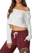 EDIKTED One-Shoulder Long Sleeve Crop Top