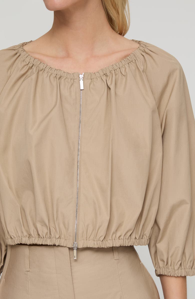 Lafayette 148 New York Crop Organic Cotton Poplin Bubble Jacket, Alternate, color, Clay