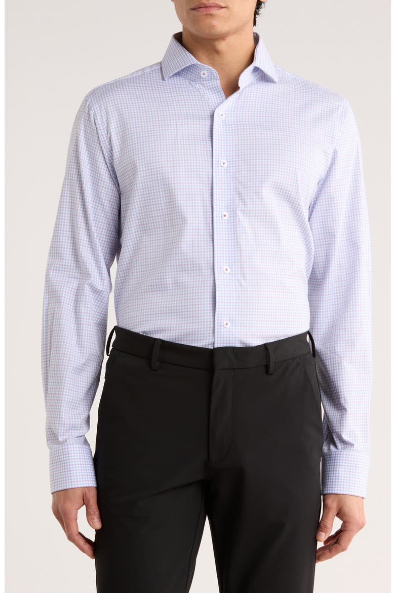Trim Fit Textured Stretch Cotton Dress Shirt, Main, color, PURPLE