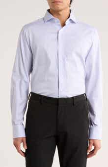 Lorenzo Uomo Trim Fit Textured Stretch Cotton Dress Shirt