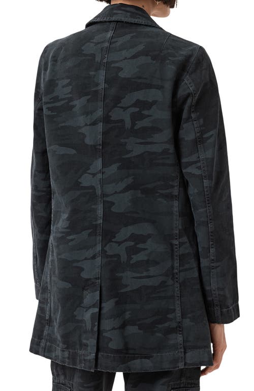 Allsaints Womens Camo Ink Blue Aleida Notch-lapel Tailored Denim Blazer In Black