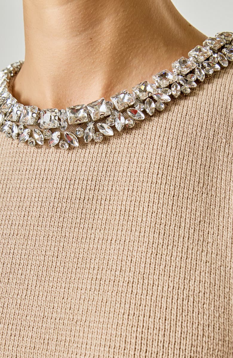 Endless Rose Embellished Knit Peplum Top, Alternate, color, Beige