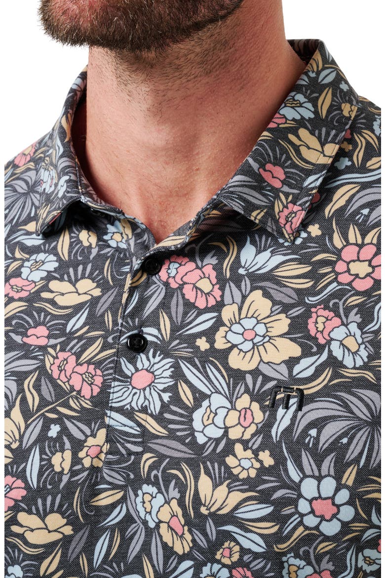 Featherweight Day Floral Piqué Polo, Alternate, color, BLACK