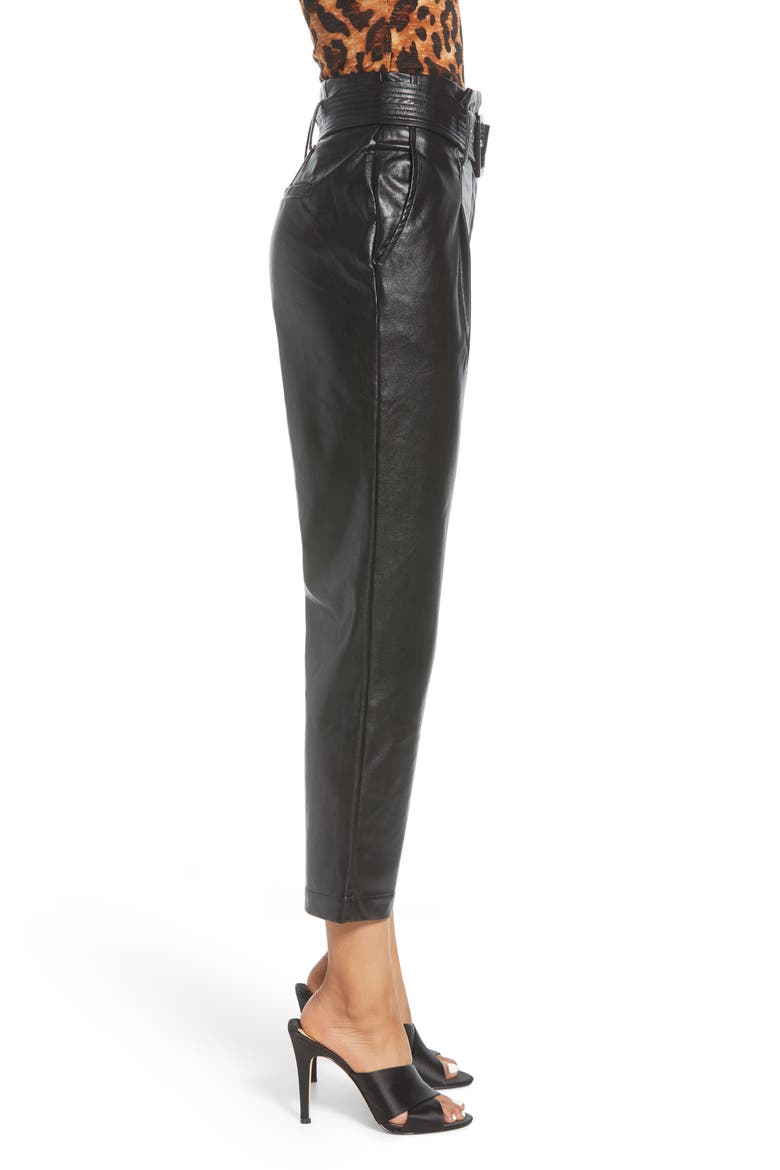 Faux Leather Crop Pants, Alternate, color, BLACK