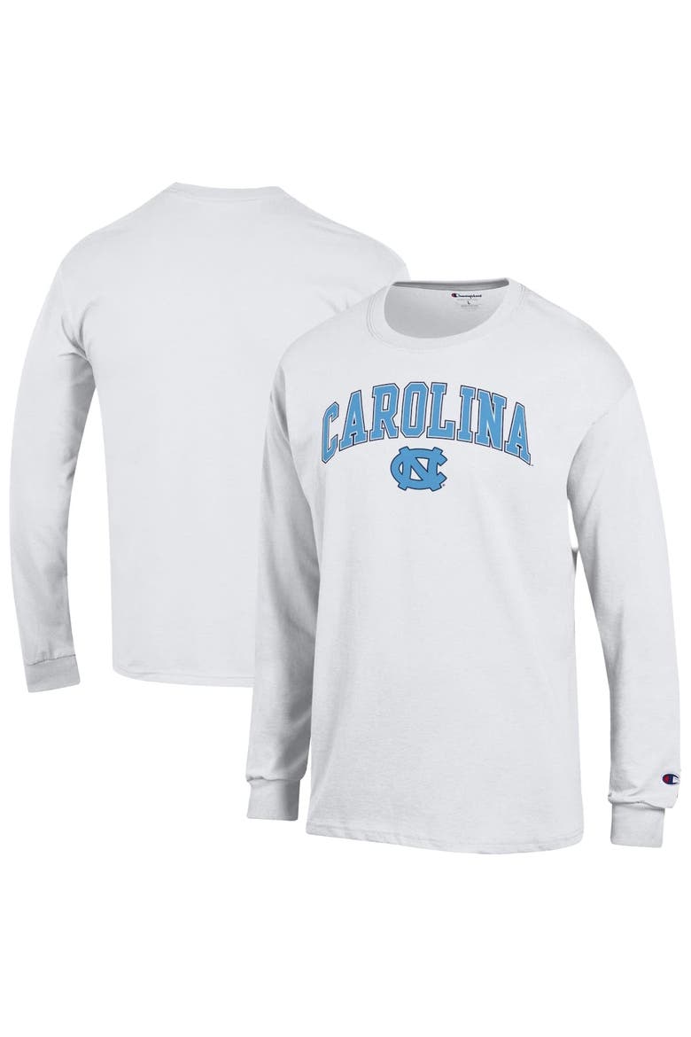 Men's Champion  White North Carolina Tar Heels Arch Over Logo Long Sleeve T-Shirt, Main, color, White