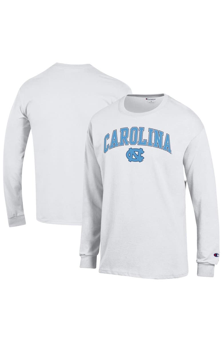 Champion Men's Champion  White North Carolina Tar Heels Arch Over Logo Long Sleeve T-Shirt, Main, color, White