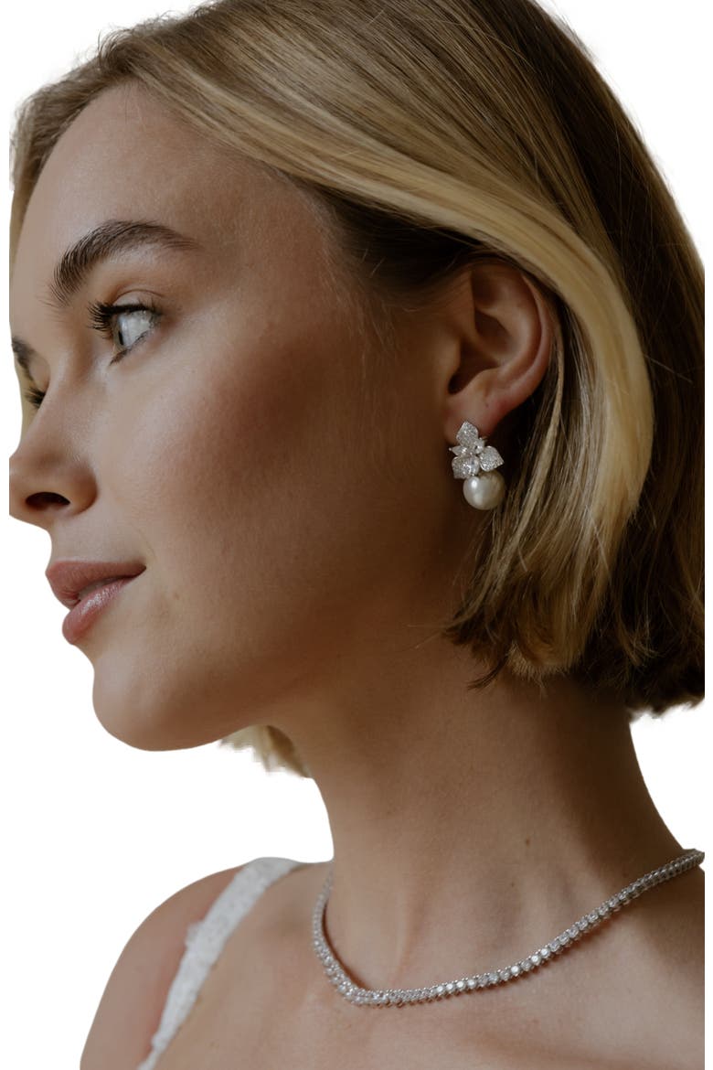 Sophie Pearl Drop Earrings, Alternate, color, Silver