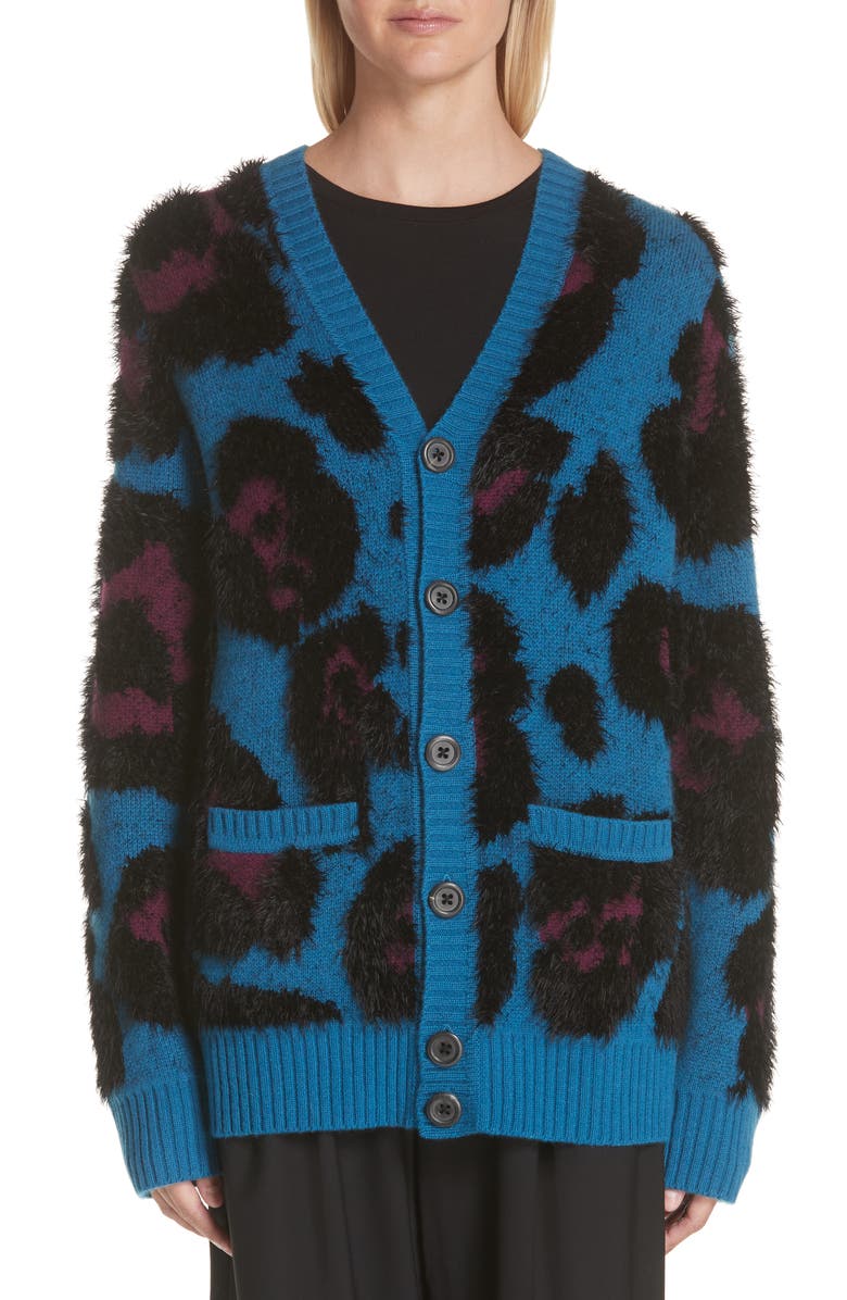 Marc Jacobs Leopard Print Cardigan, Alternate, color, 