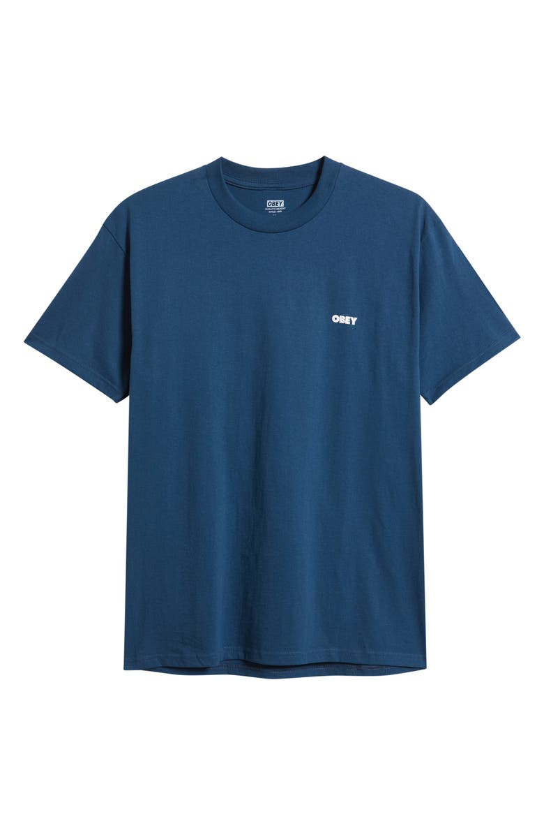 Obey Visual Studios Flower Graphic T-Shirt, Alternate, color, Harbor Blue