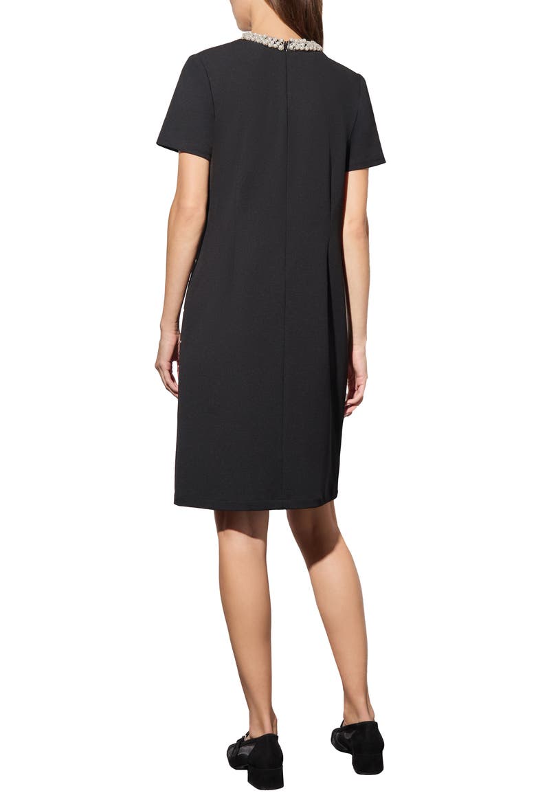 Heritage Fit Embellished Crepe Sheath Dress, Alternate, color, BLACK/ WHITE