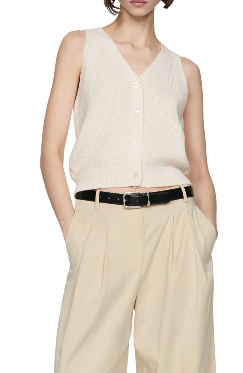 MANGO V-Neck Cotton Blend Sweater Vest, Main, color, 