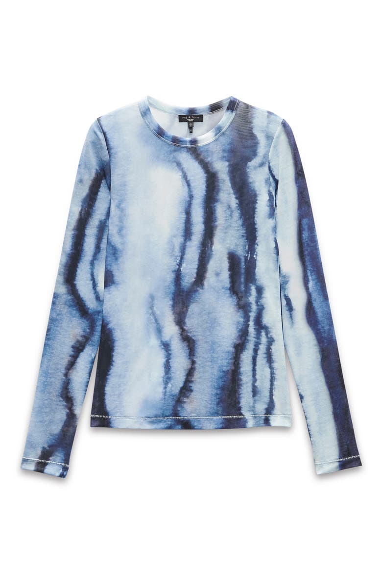 Yana Mesh Long Sleeve Top, Alternate, color, BLUE MULTI