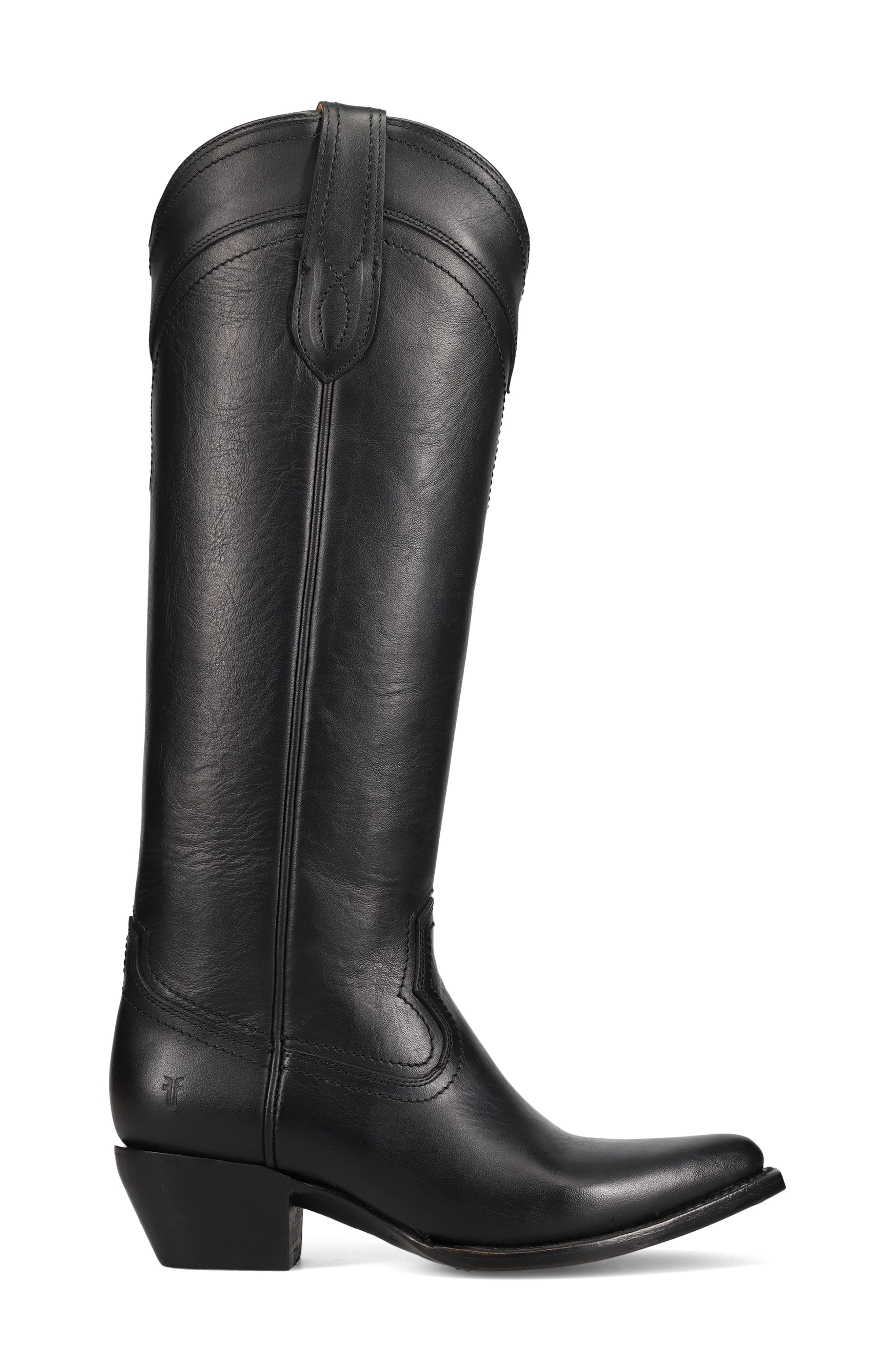 Frye Sacha Knee High Western Boot, Alternate, color, Black