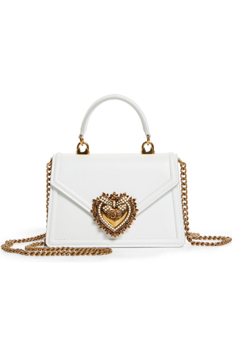 Dolce&Gabbana Mini Devotion Leather Top Handle Bag, Main, color, Optical White