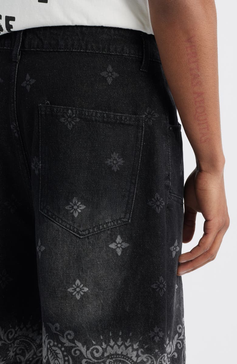 CRIMINAL DAMAGE Laser Print Denim Shorts, Alternate, color, 