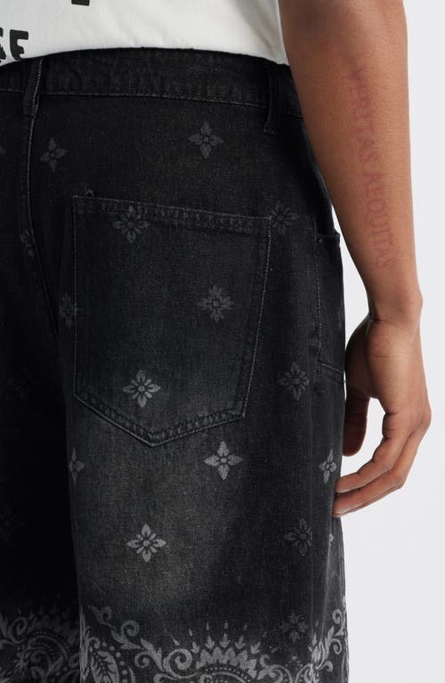 Criminal Damage Laser Print Denim Shorts