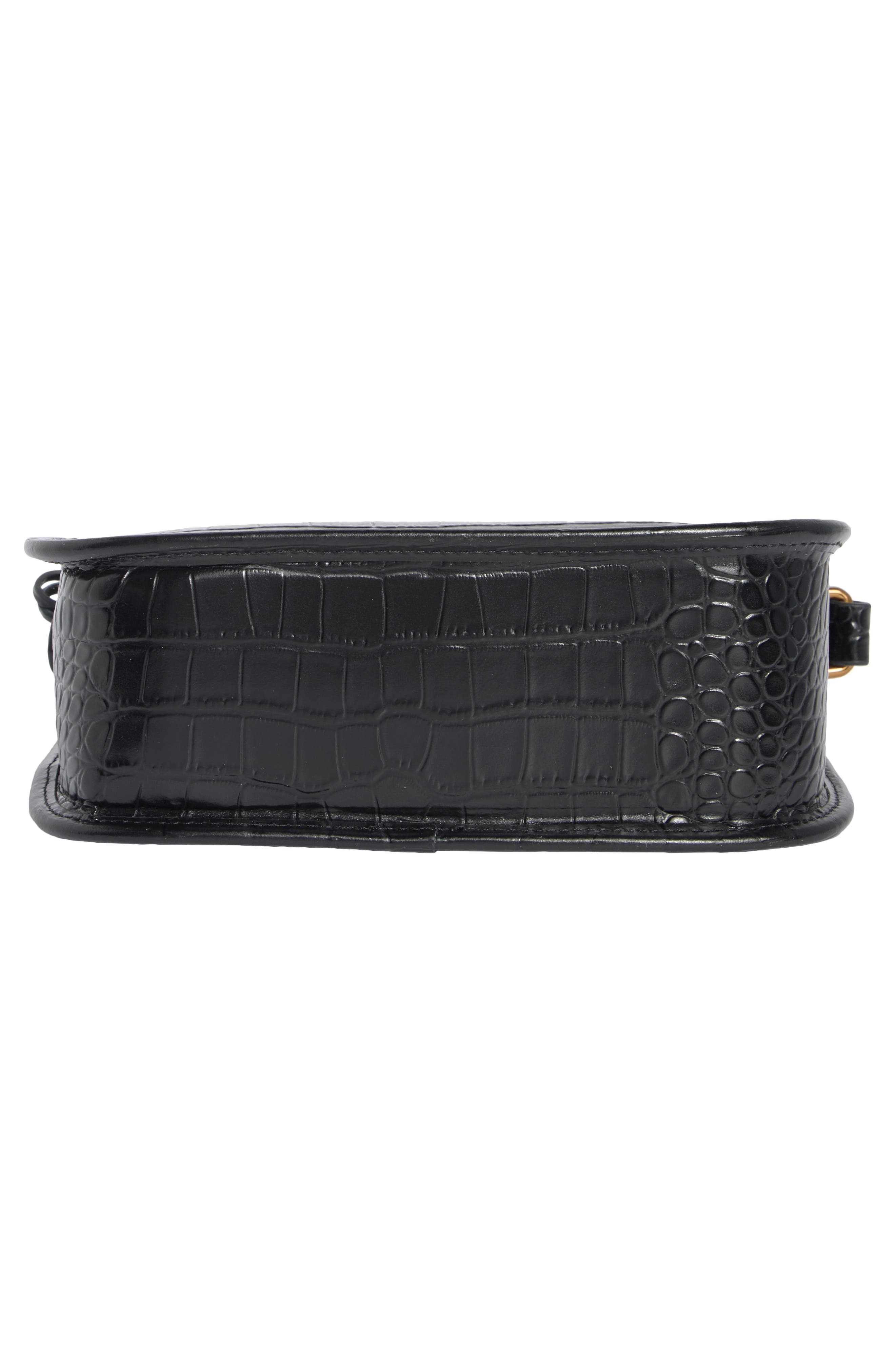 Highgate Small Croc-Embossed Leather Hobo, Alternate, color, BLACK
