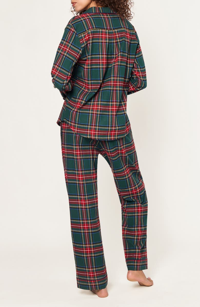 Petite Plume Kensington Tartan Cotton Twill Pajamas, Alternate, color, Green