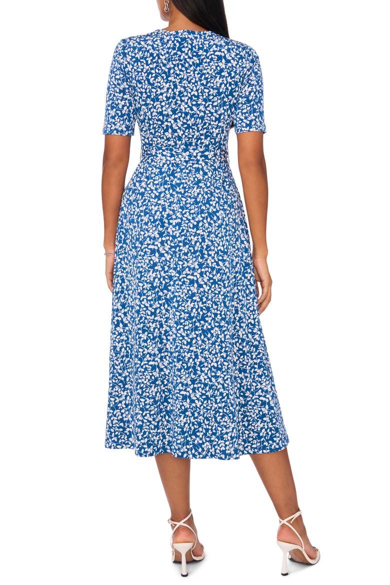 Floral Wrap Front Midi Dress, Alternate, color, BLUE GREEN