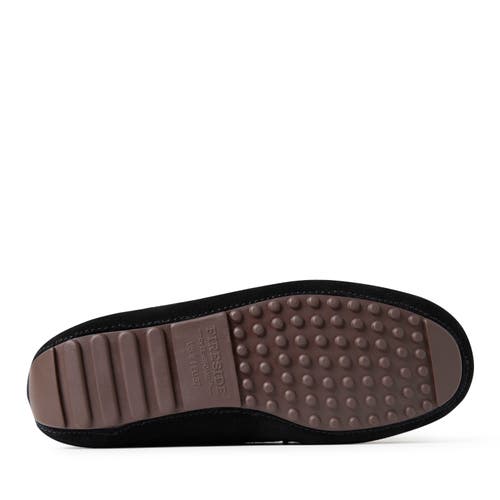 Dearfoams Fireside By Women's Mel Genuine Shearling Moccasin In Black/cream