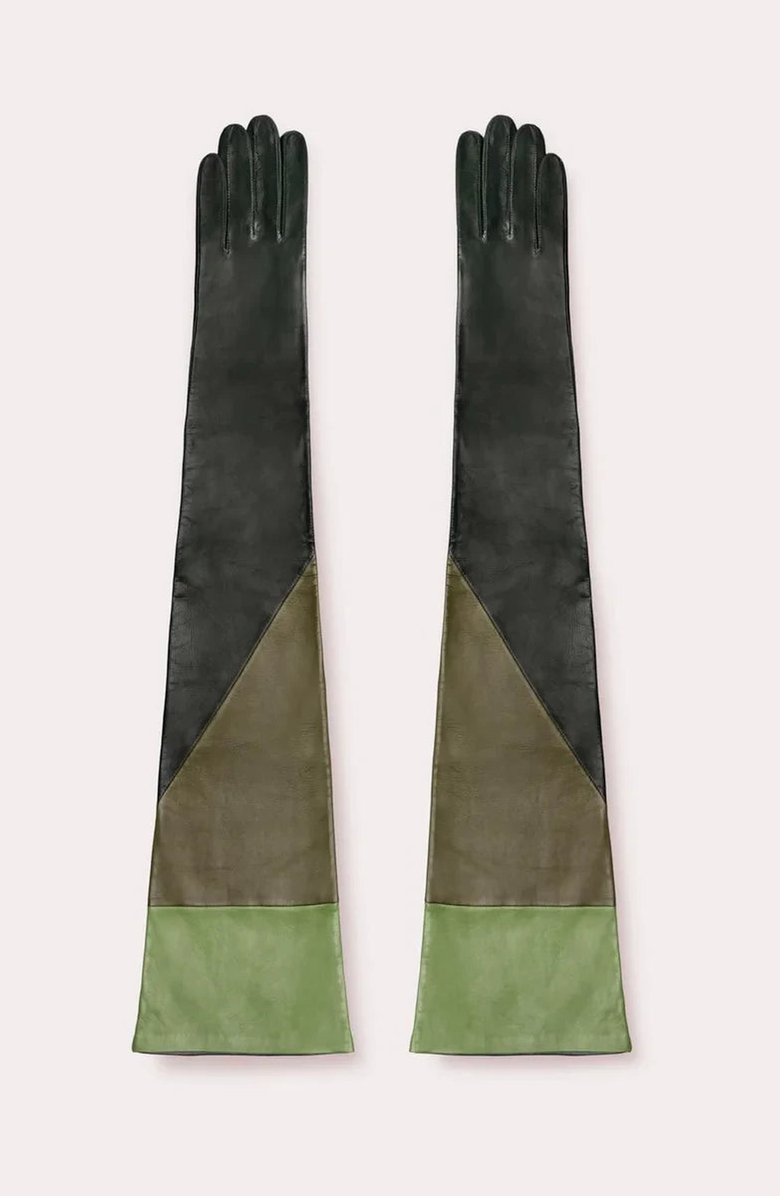 Seymoure Luxury Group Colorblock Stacked Opera Gloves, Main, color, Colorblock Agave