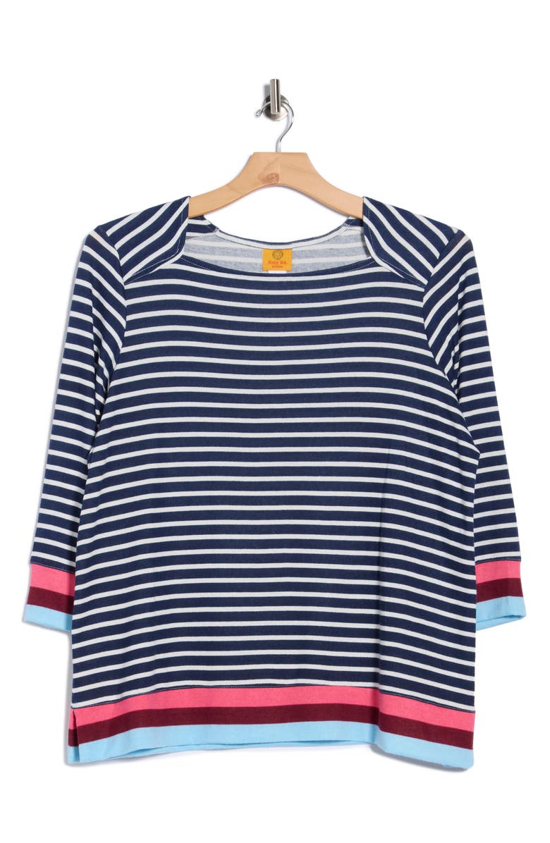 RUBY RD Stripe Hacci Pullover, Alternate, color, Indigo Multi