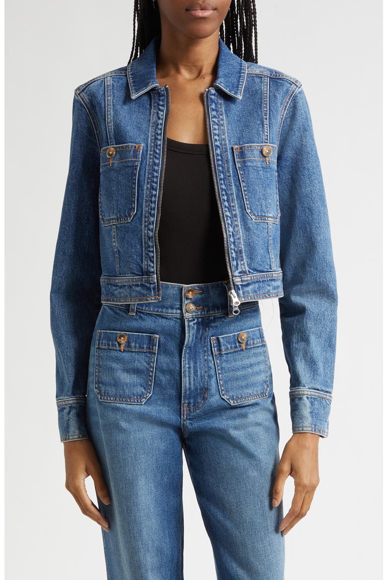 Patty Zip Front Denim Jacket, Main, color, MEMORY BLUE
