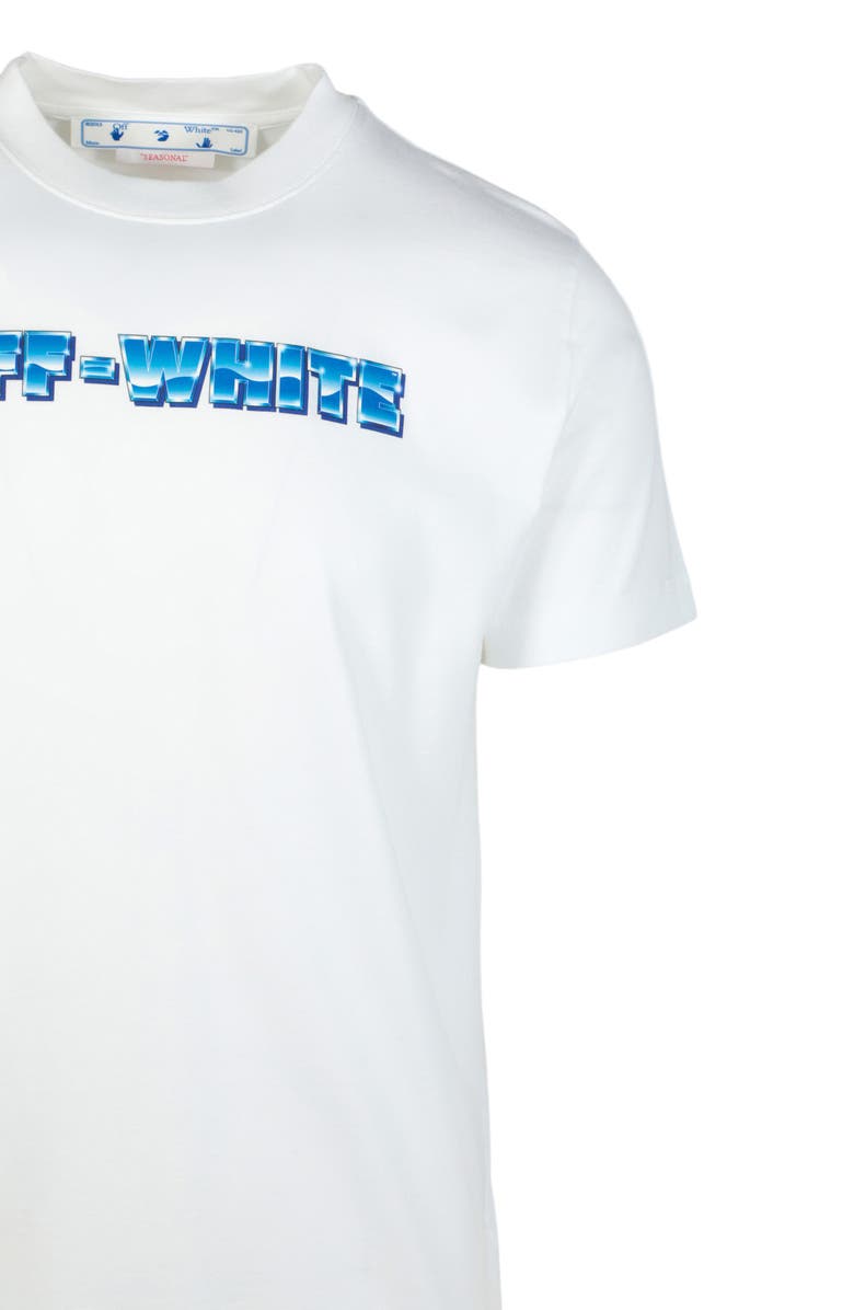Off-White Blue Metal Arrow Cotton Graphic T-Shirt, Alternate, color,