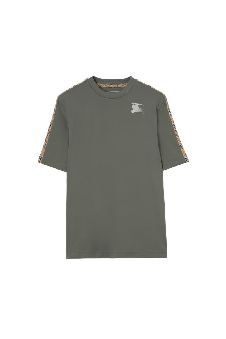 Check Trim Jersey T-shirt, Alternate, color, Mid grey