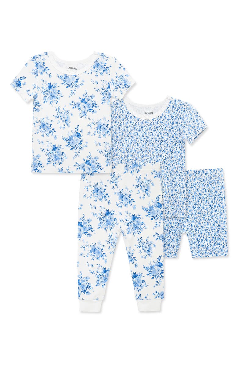 Little Me Garden 2-Pack Fitted Pajamas, Main, color, Blue