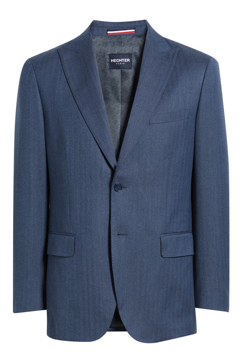 Modern Fit Blue Wool Blend Herringbone Sport Coat, Alternate, color, NAVY
