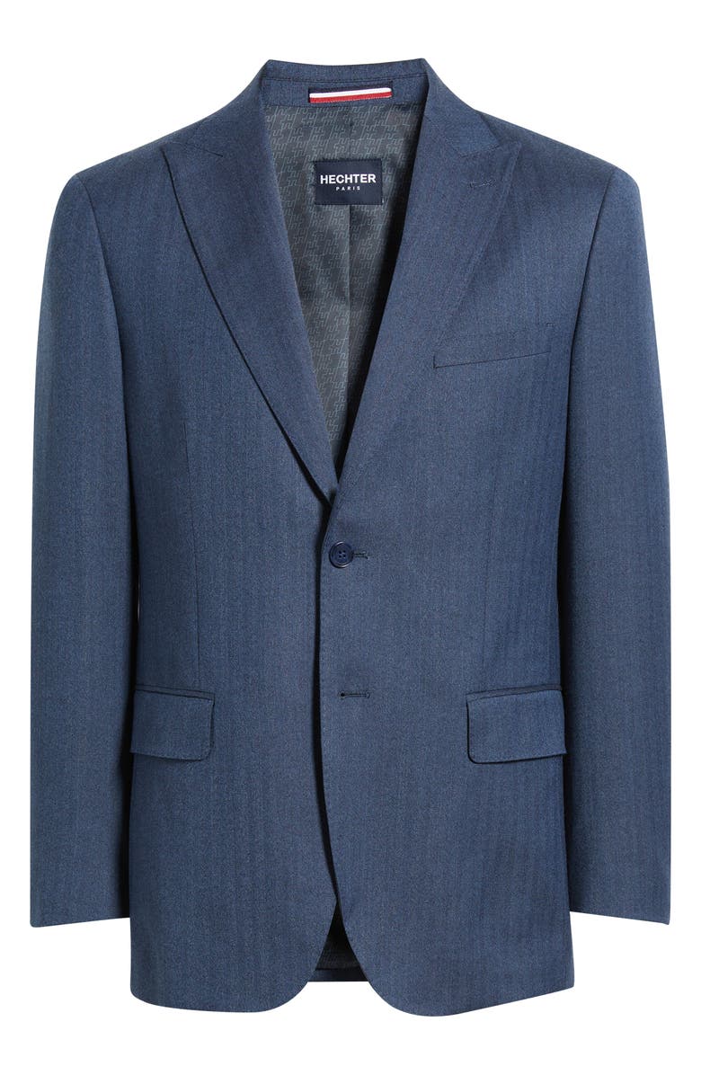 DANIEL HECHTER Modern Fit Blue Wool Blend Herringbone Sport Coat, Alternate, color, Navy