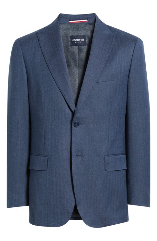 Daniel Hechter Modern Fit Blue Wool Blend Herringbone Sport Coat In Blue