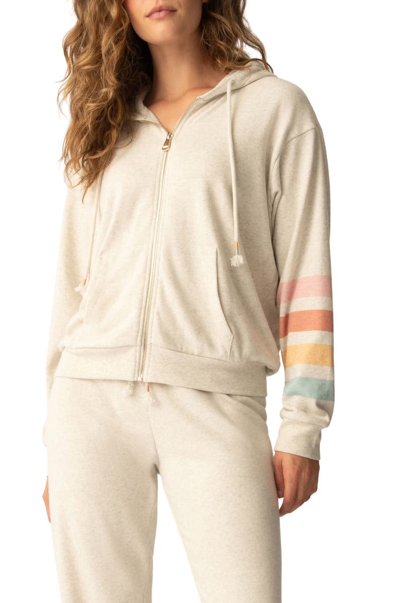 PJ Salvage Sunshine Mind Zip Front Hoodie, Alternate, color,