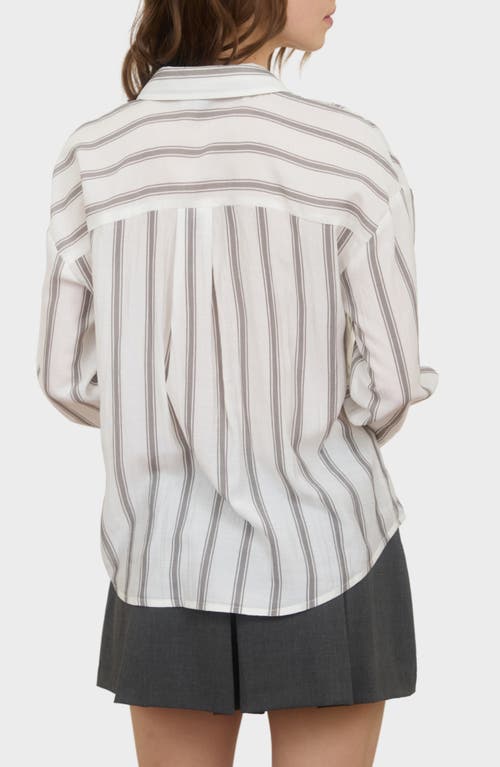 Blu Pepper Button Front Stripe Shirt In White