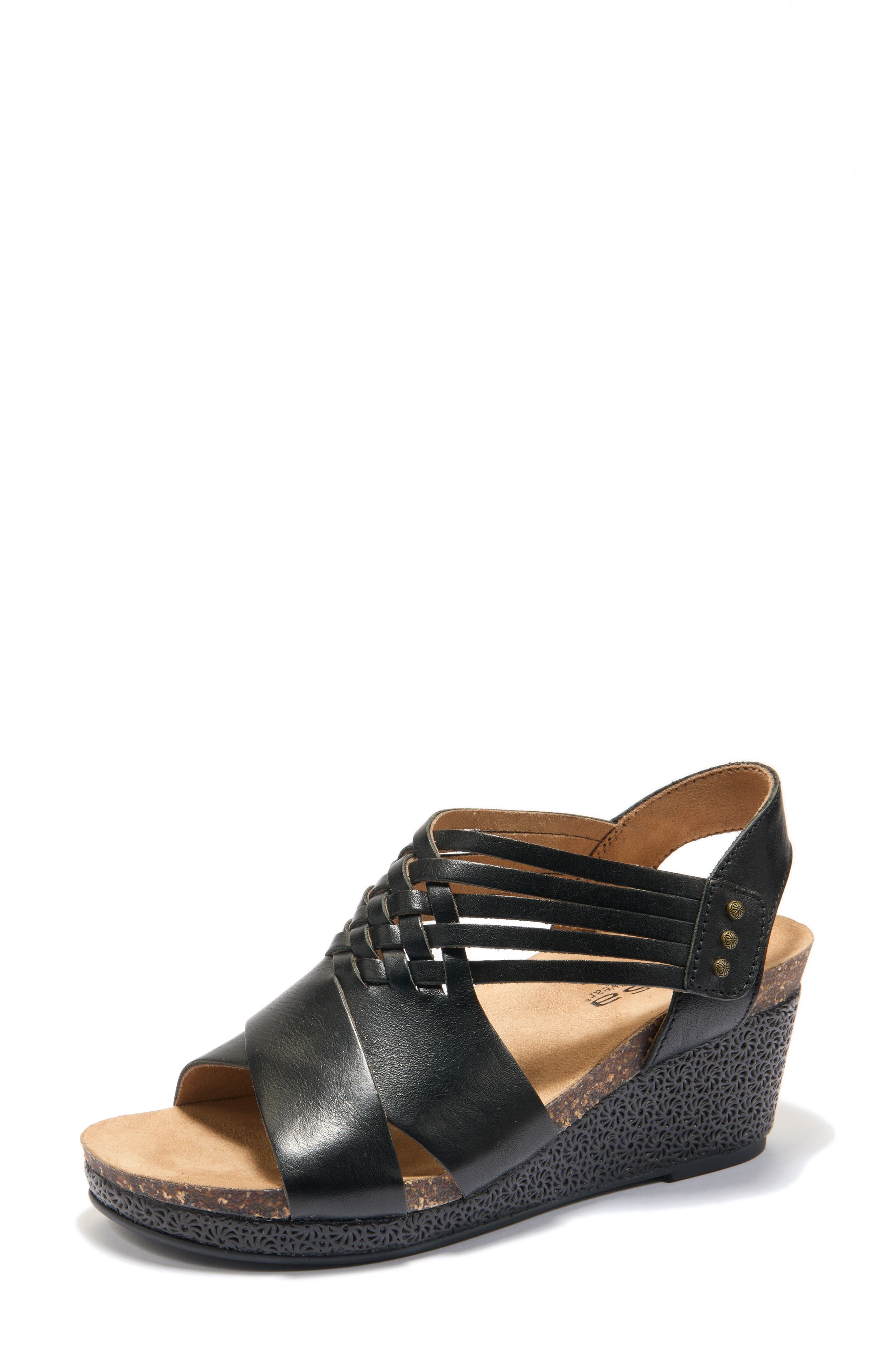 Hälsa Footwear Gianna Wedge Sandal, Alternate, color, Black