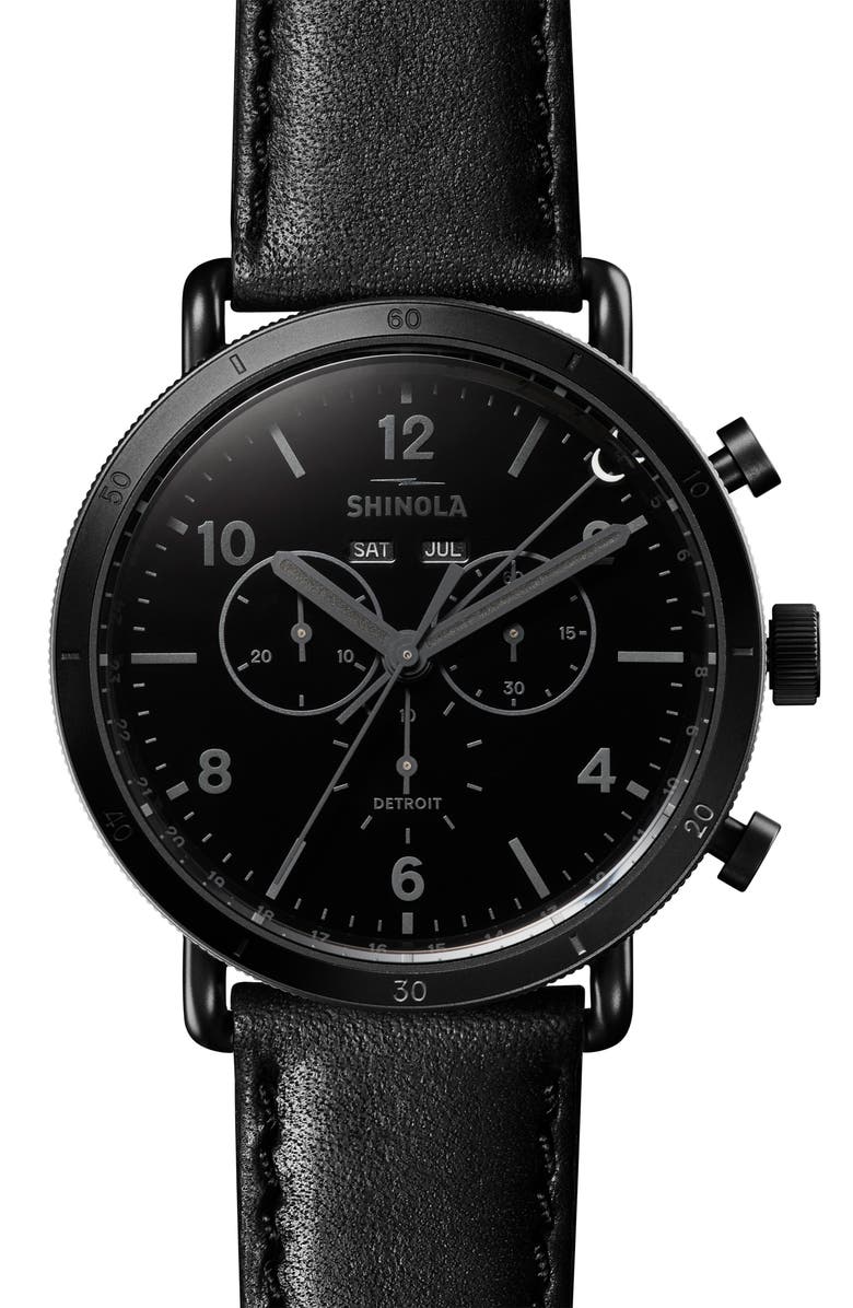 Shinola The Canfield Sport Chrongraph Leather Strap Watch, 45mm, Main, color, 