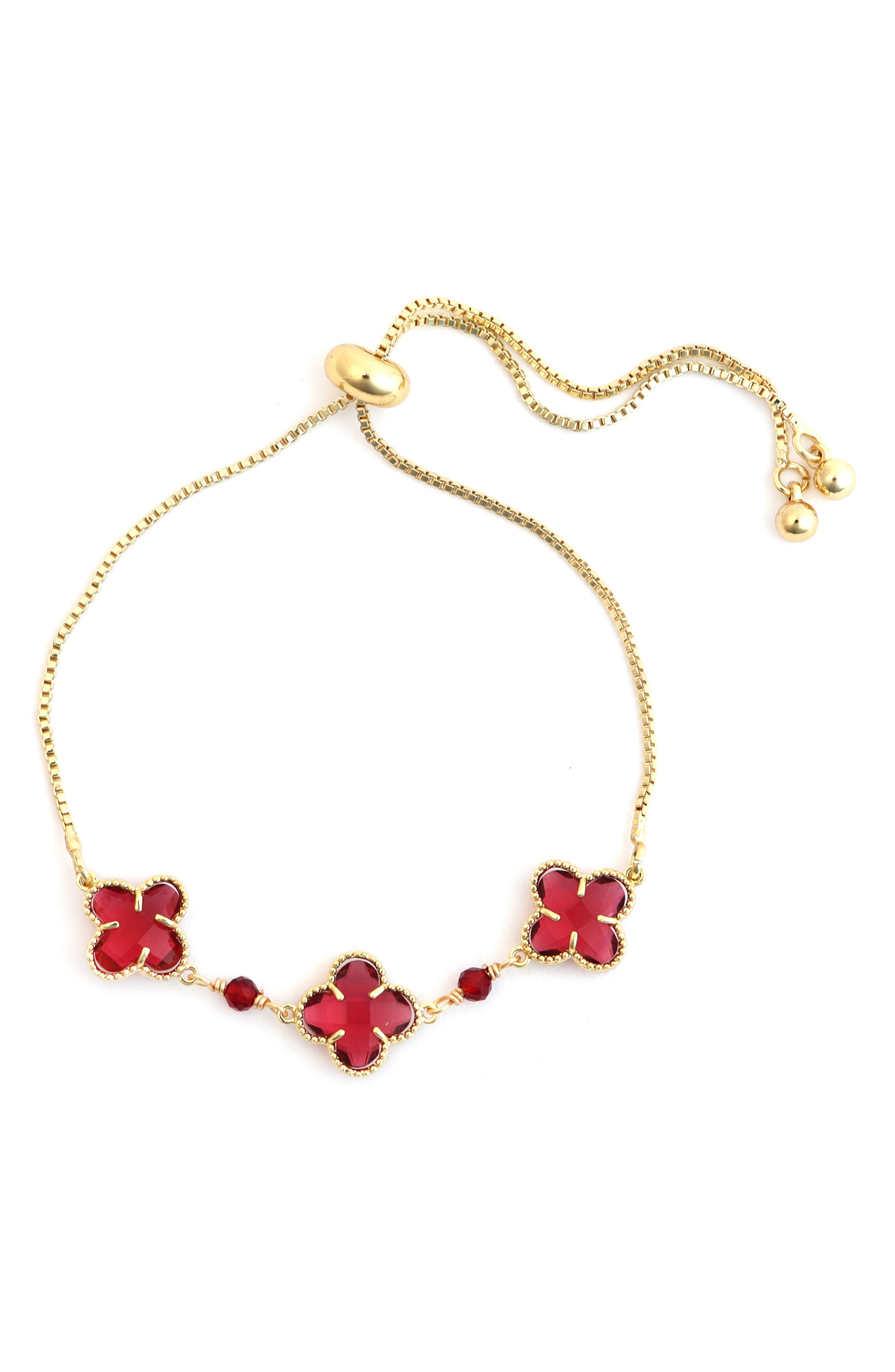 Panacea Crystal Clover Slider Bracelet