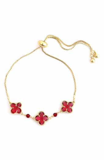 Panacea Crystal Clover Slider Bracelet