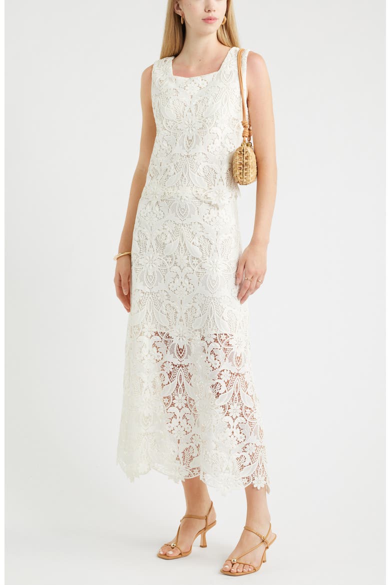 Floral Lace Maxi Skirt, Alternate, color, WHITE COCONUT